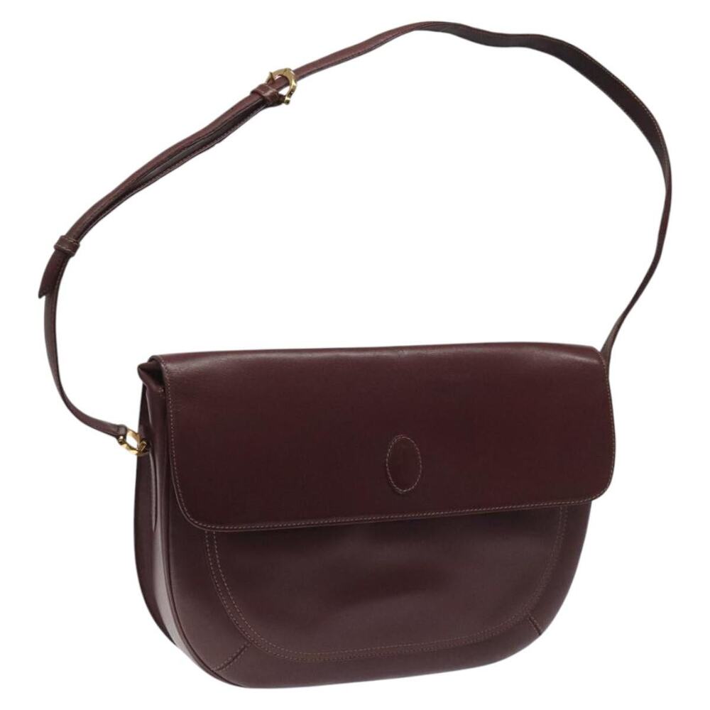 Cartier Must Line Shoulder Bag Leather Wine Red Gold